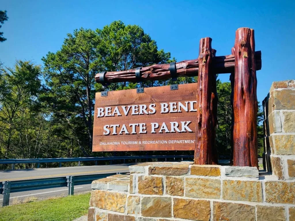 Beavers Bend State Park entrance sign