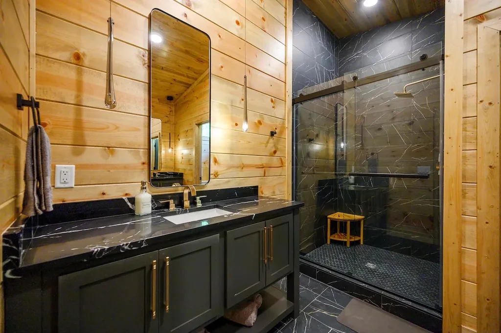 Full Bathroom 3 with double vanity and marble shower