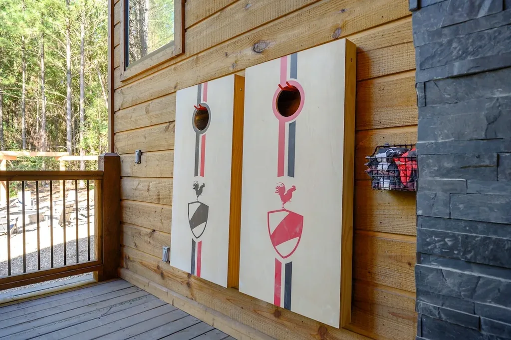 Giant Connect Four game mounted on the covered deck