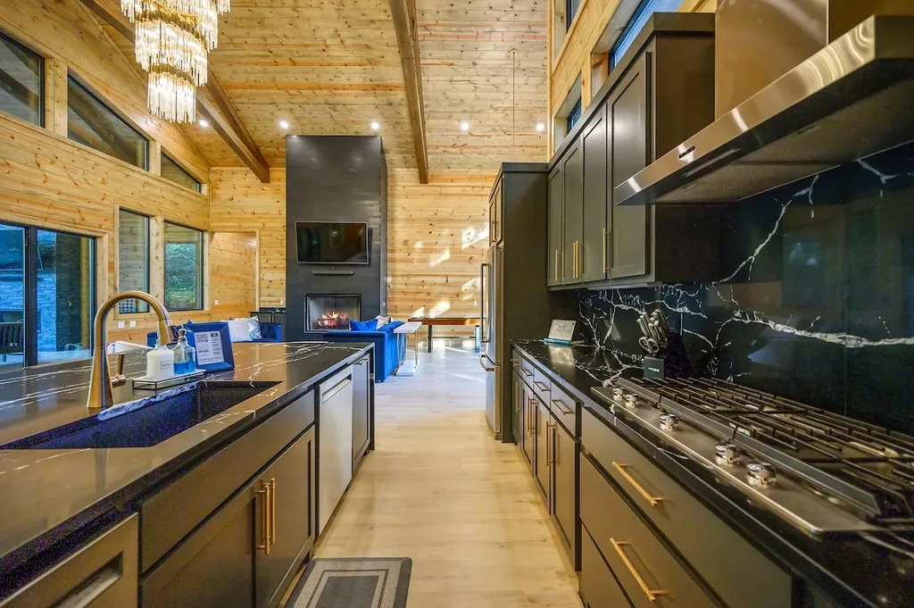 Galley view through The Avalon's chef's kitchen