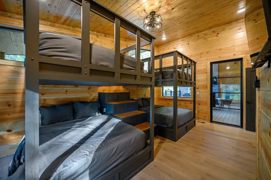 Two built-in bunk beds in The Avalon's bunk room
