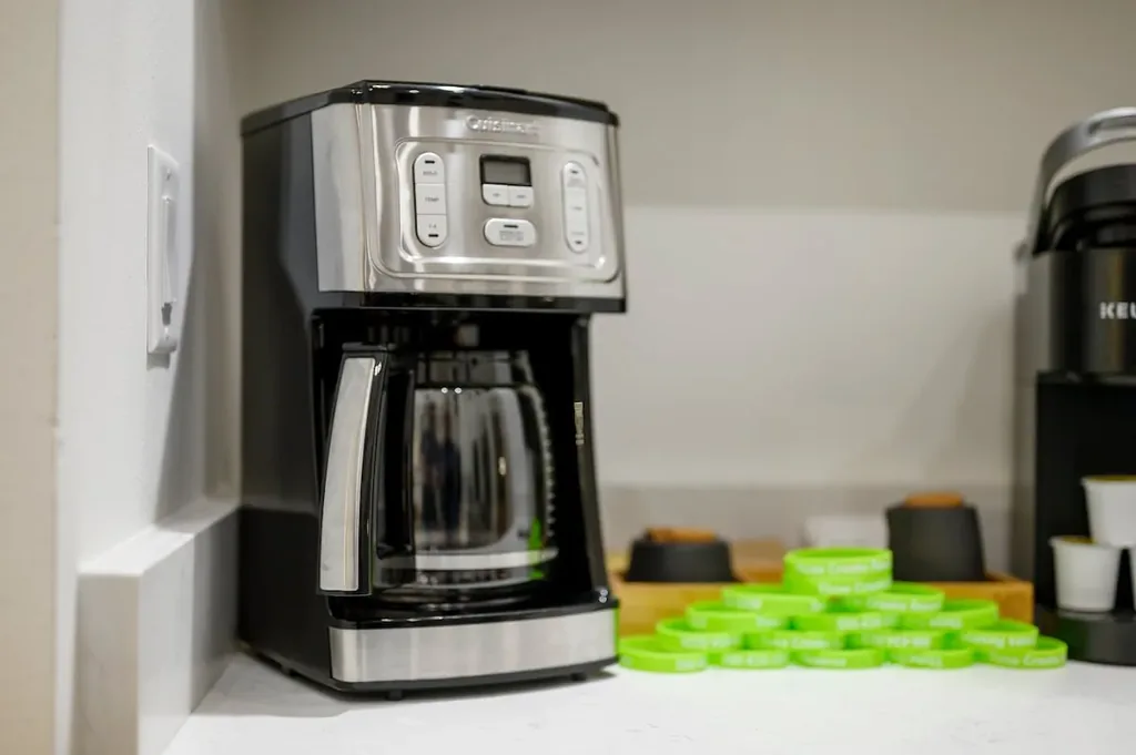 The Black-Beary — The kitchen counter has a drip coffee maker and a Keurig single-serve machine, so guests can choose either style of coffee.