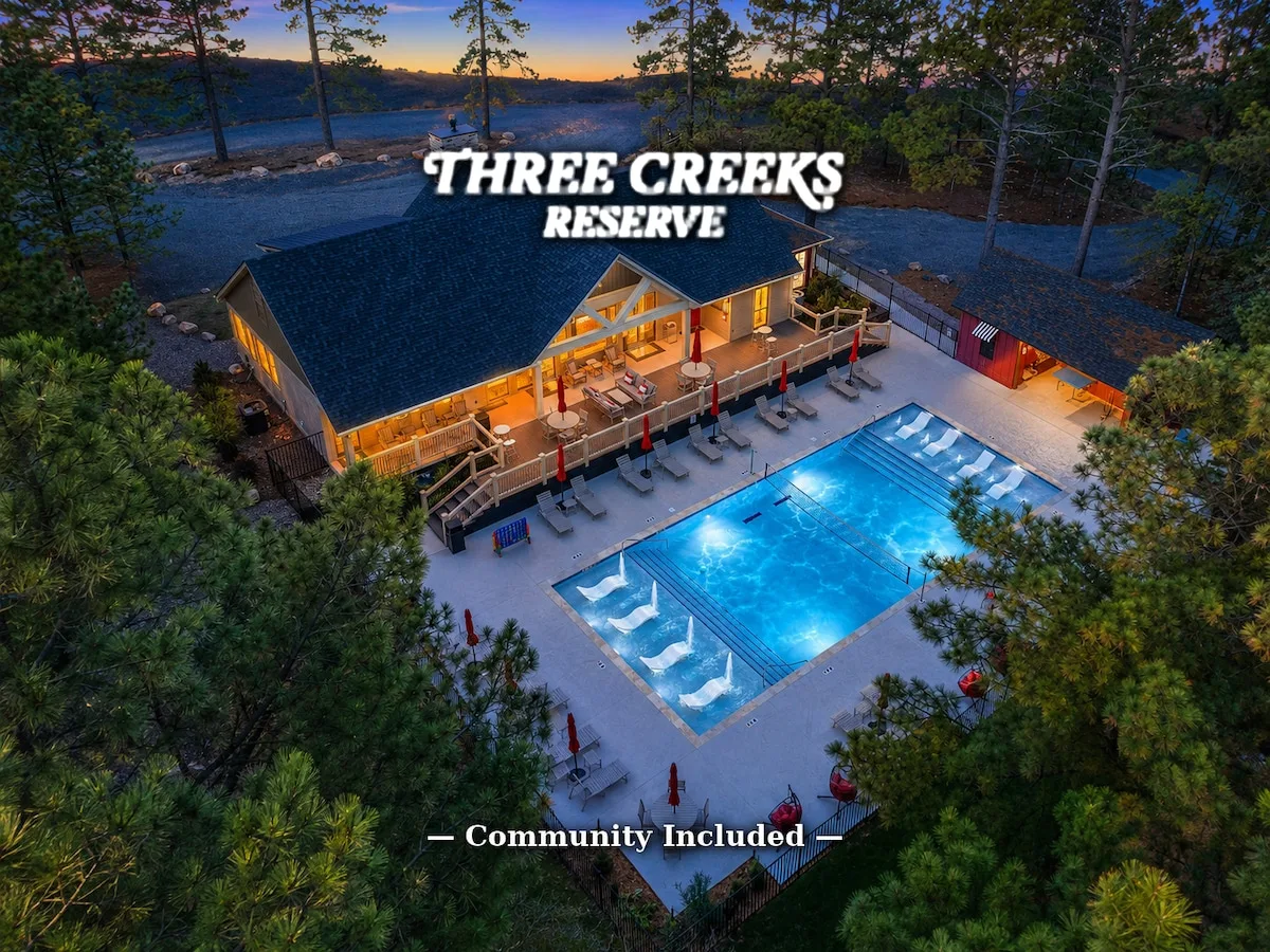 Three Creeks Reserve resort pool and clubhouse across the street from The Black-Beary