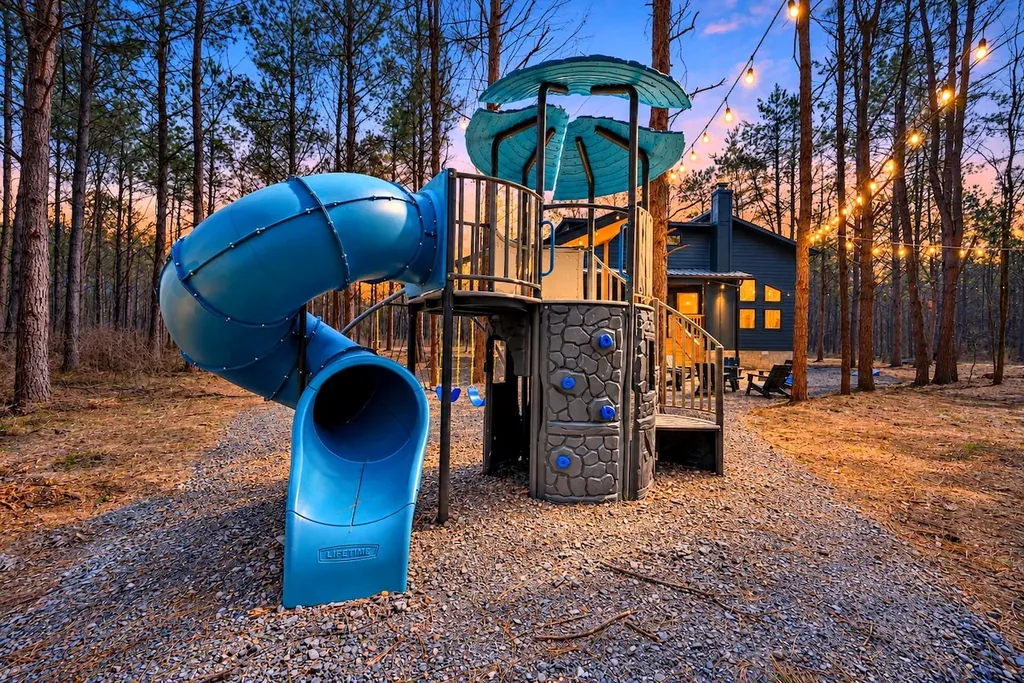 Shared community playground at twilight near Blue Note