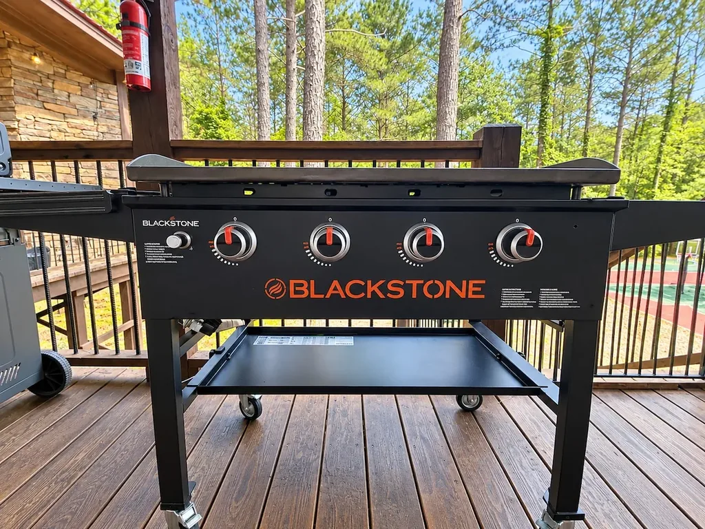 Outdoor flat-top griddle at Cami's Campout