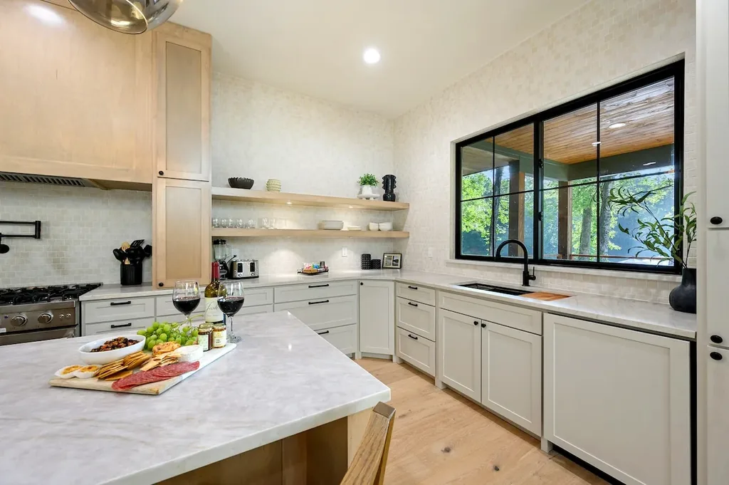 Kitchen island at Clearwater in Broken Bow
