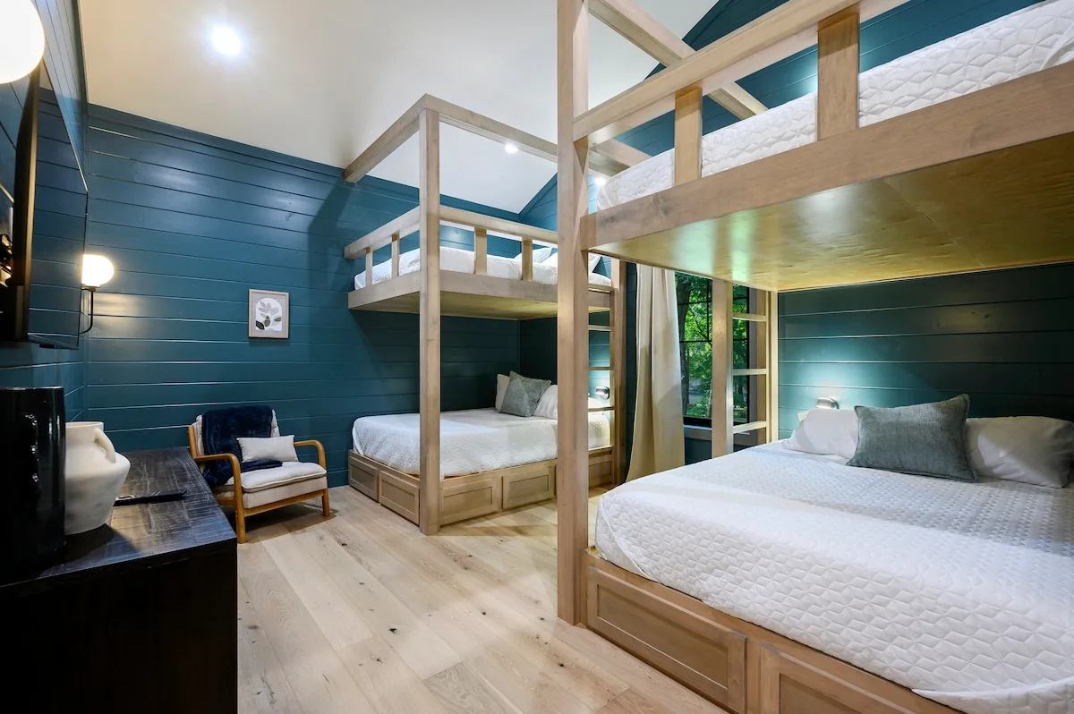 Upstairs queen bunk room at Clearwater