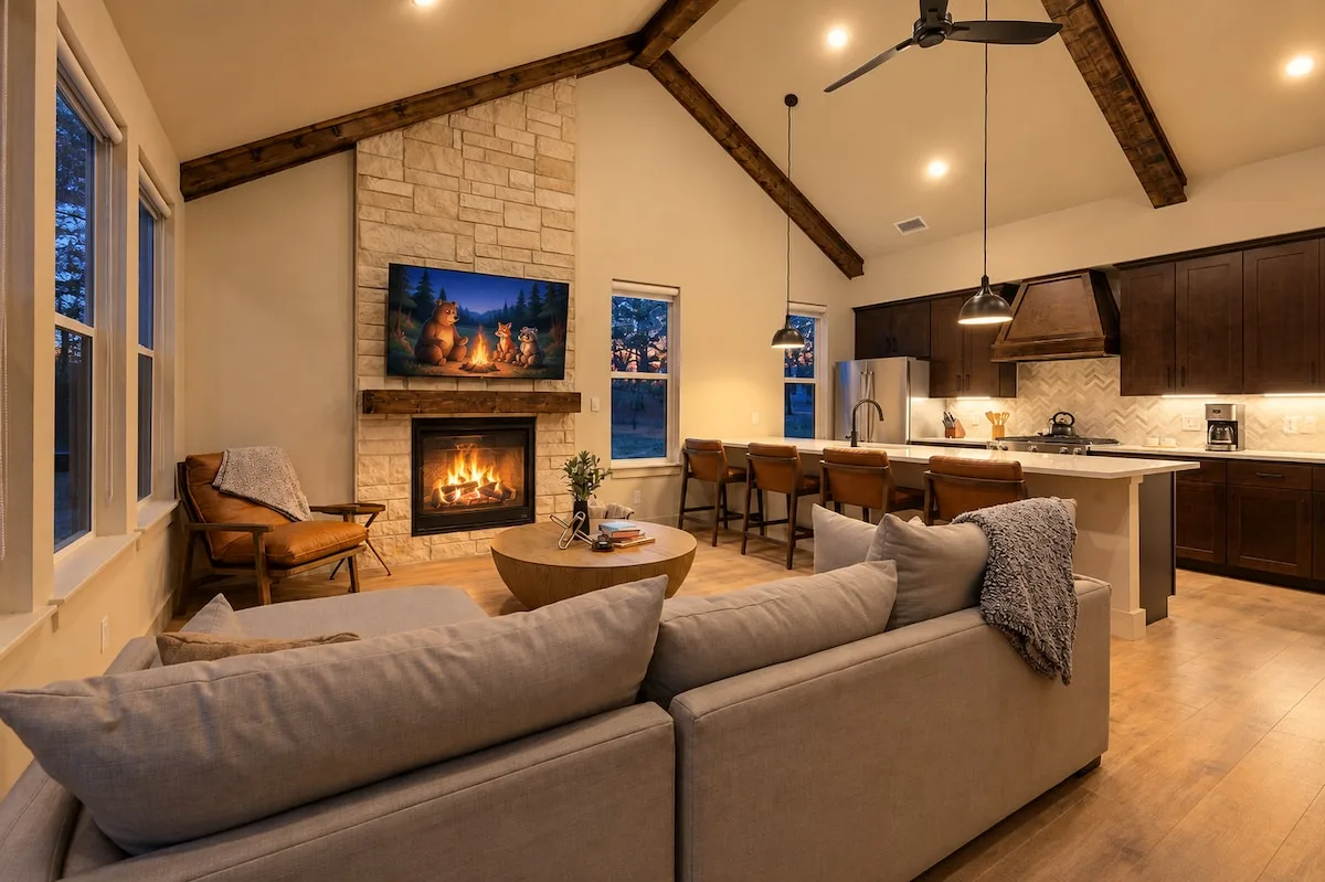 Living room with fireplace at DOLCE FAR NIENT