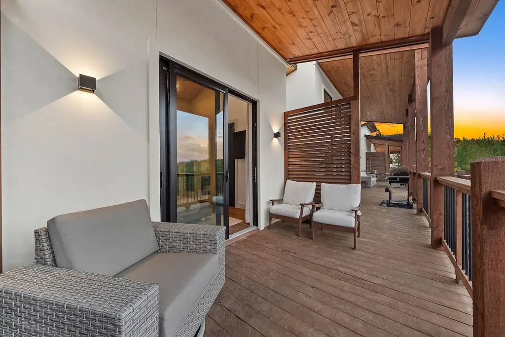Private covered balcony outside King Bedroom 3