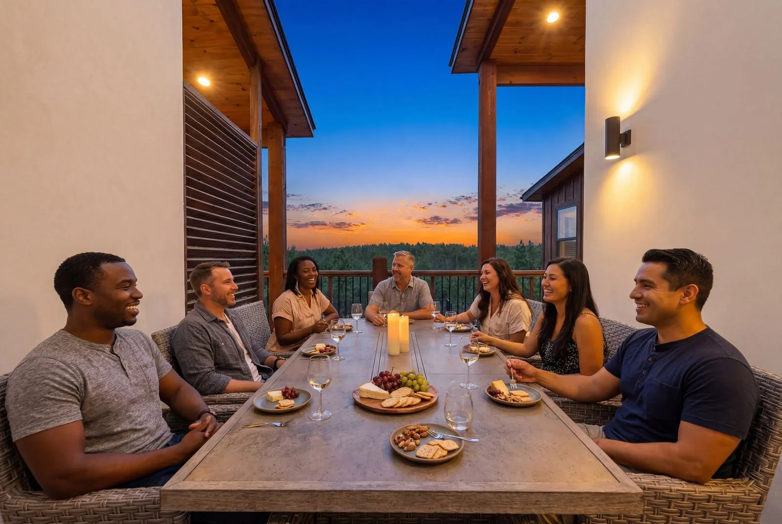 Outdoor dining and entertaining space at The Malibu