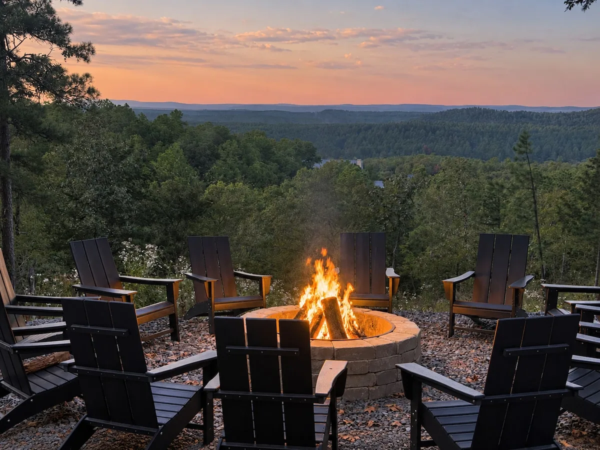 Fire pit overlooking the pines at Sanctuary at the Summit